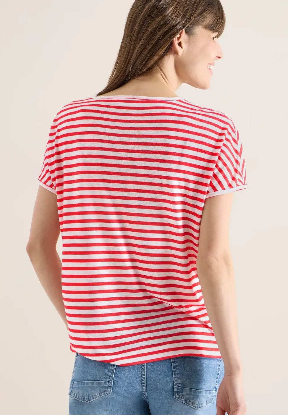 T-Shirt mit Boatneck und Streifen