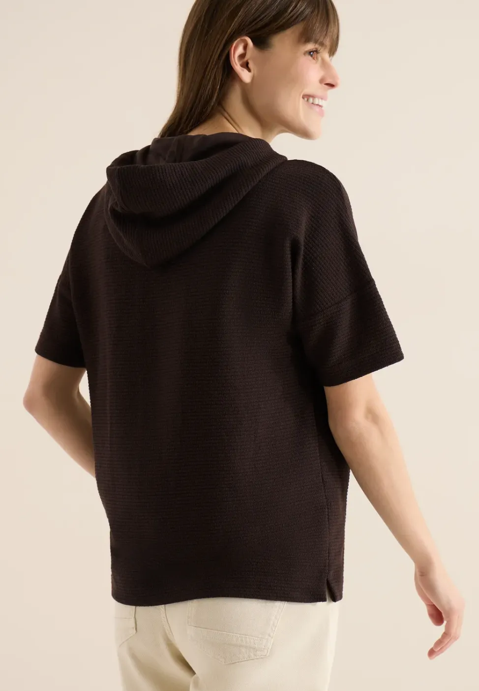 T-Shirt mit Kapuze und Struktur