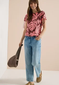 T-Shirt mit Raffung und Print
