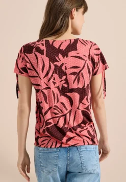 T-Shirt mit Raffung und Print