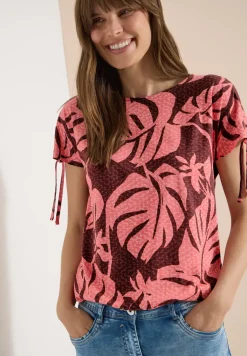 T-Shirt mit Raffung und Print