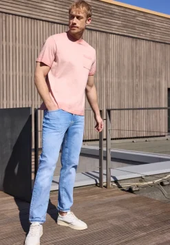 T-Shirt mit Rundhals im Garment Dye Look