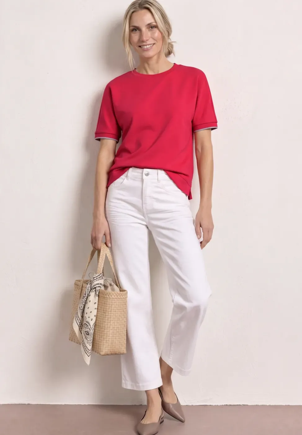 T-Shirt mit Rundhals im Silk-Look