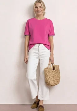 T-Shirt mit Rundhals im Silk-Look