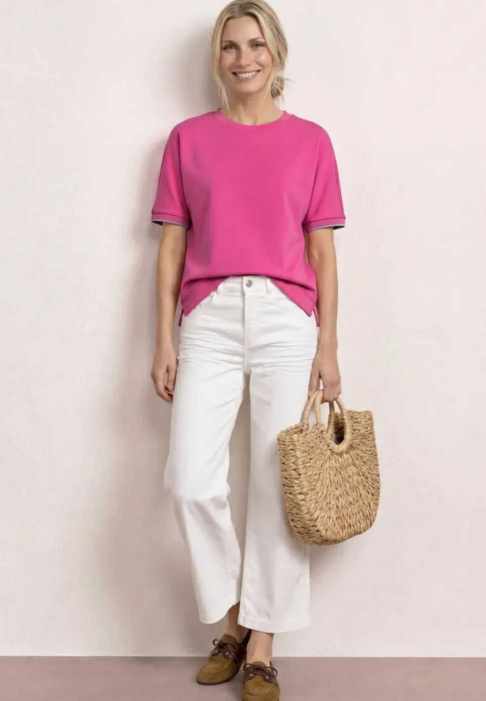 T-Shirt mit Rundhals im Silk-Look