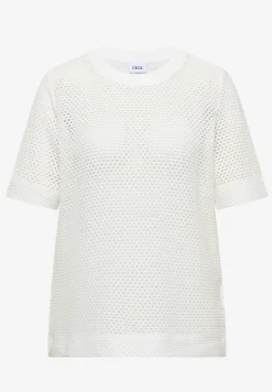 T-Shirt mit Rundhals in Ajour-Optik