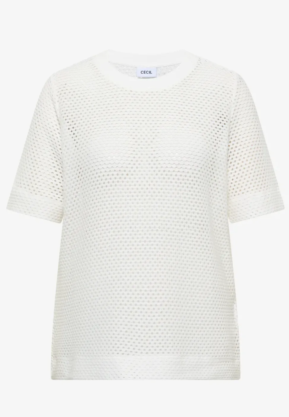T-Shirt mit Rundhals in Ajour-Optik