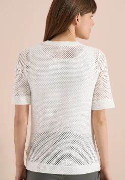 T-Shirt mit Rundhals in Ajour-Optik