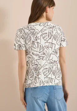 T-Shirt mit Rundhals und Blätterprint