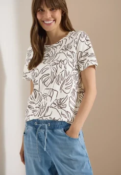 T-Shirt mit Rundhals und Blätterprint