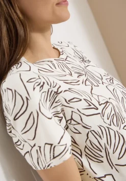 T-Shirt mit Rundhals und Blätterprint
