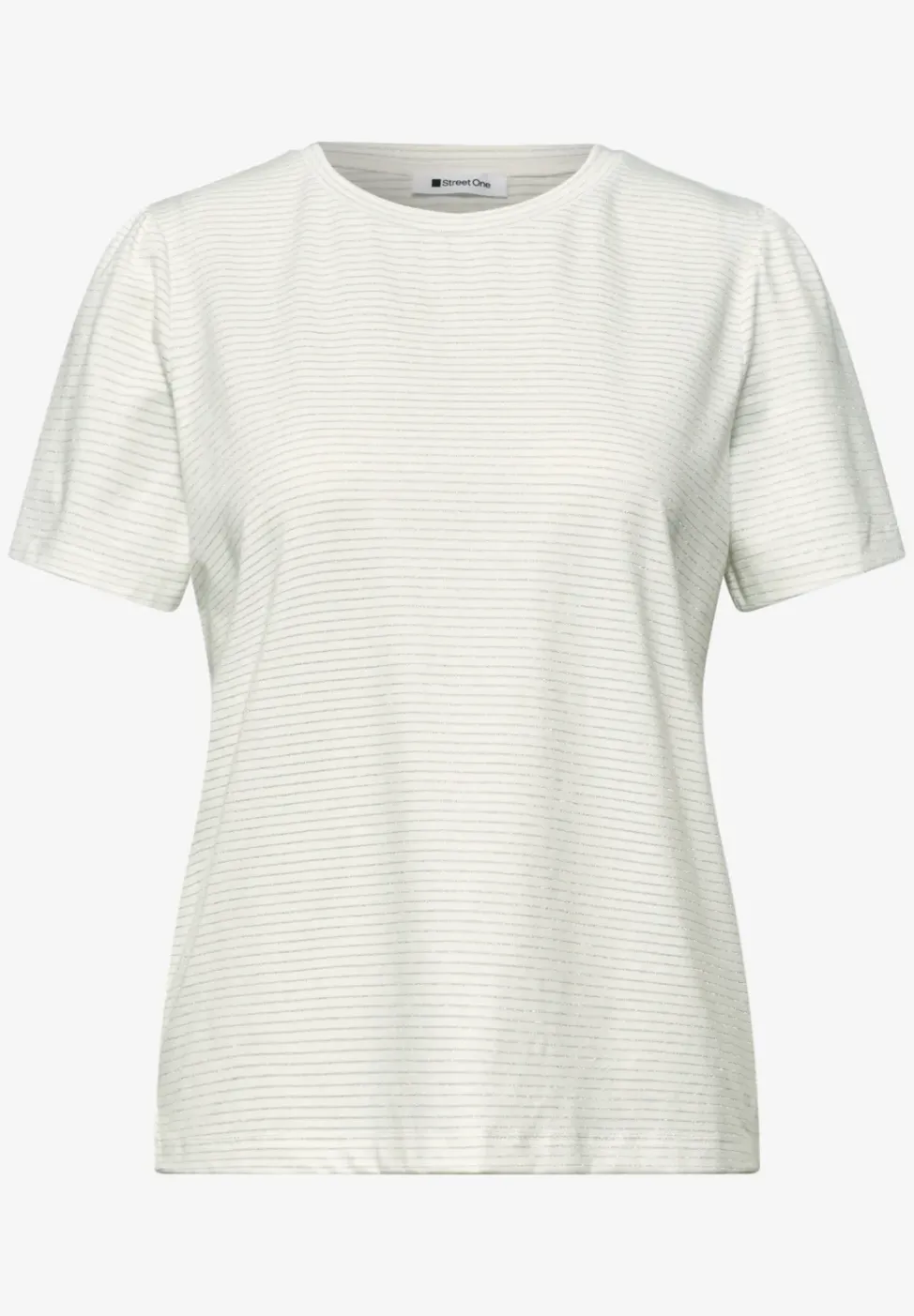 T-Shirt mit Rundhals und Glitzerstreifen