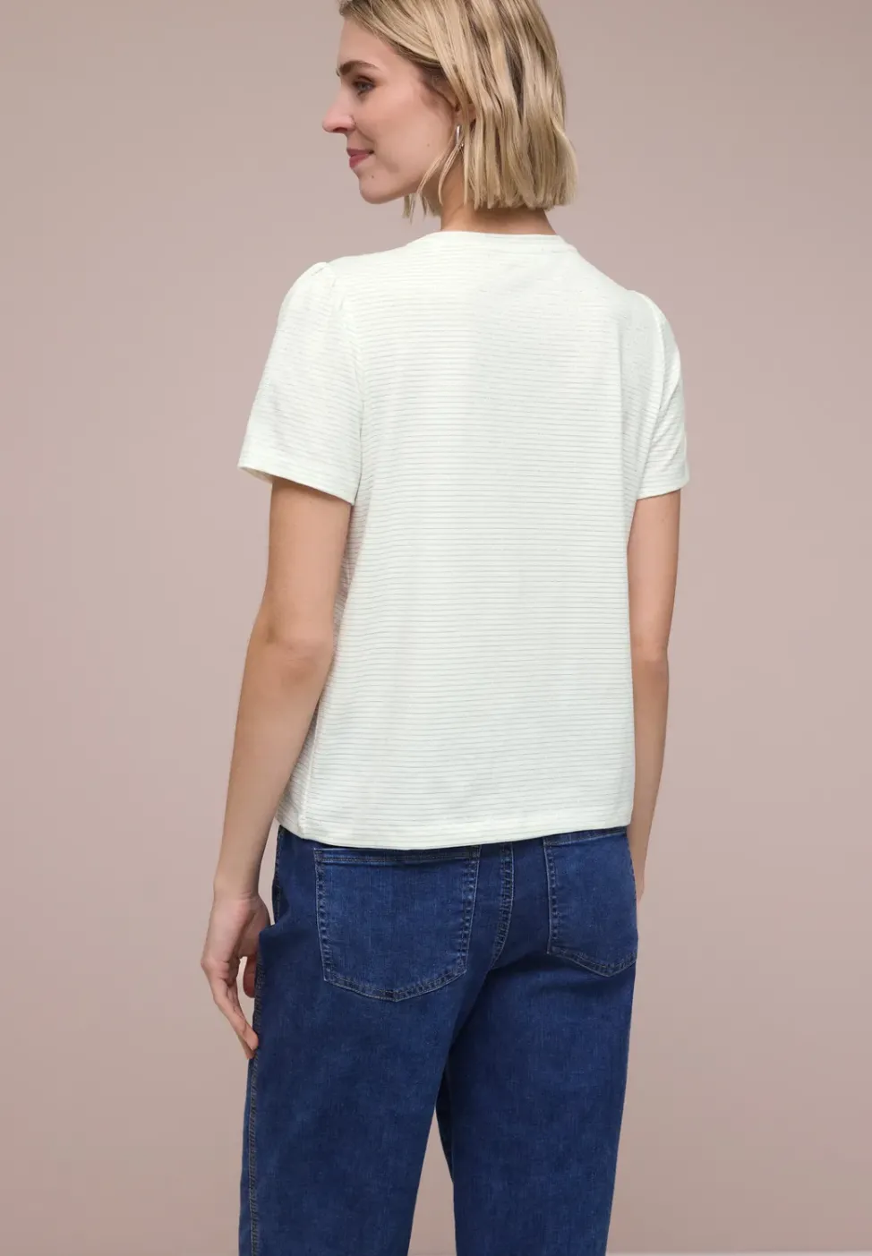T-Shirt mit Rundhals und Glitzerstreifen