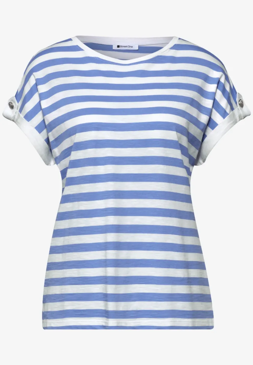 T-Shirt mit Rundhals und Knopfdetail