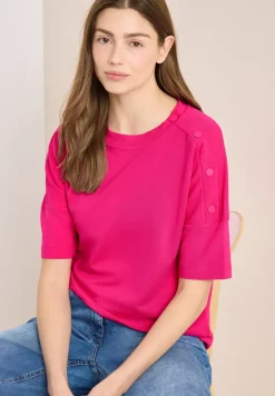 T-Shirt mit Rundhals und Knopfdetail
