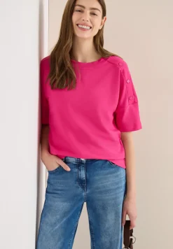 T-Shirt mit Rundhals und Knopfdetail