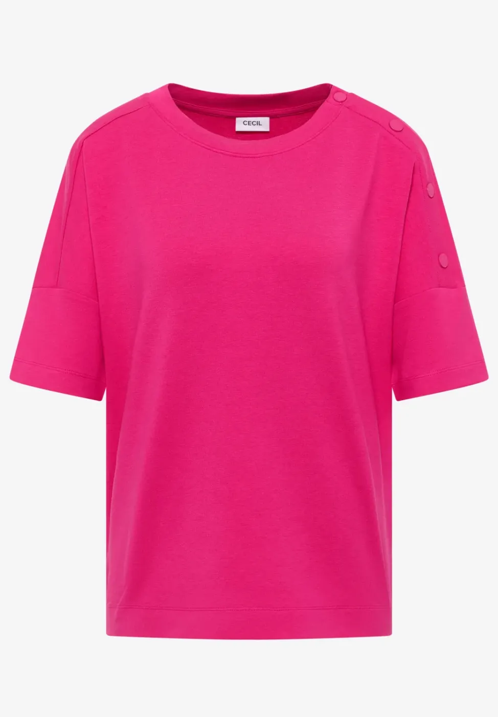 T-Shirt mit Rundhals und Knopfdetail