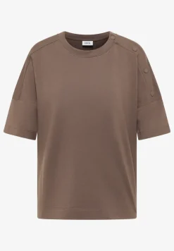 T-Shirt mit Rundhals und Knopfdetail
