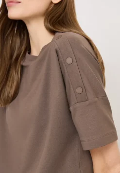 T-Shirt mit Rundhals und Knopfdetail