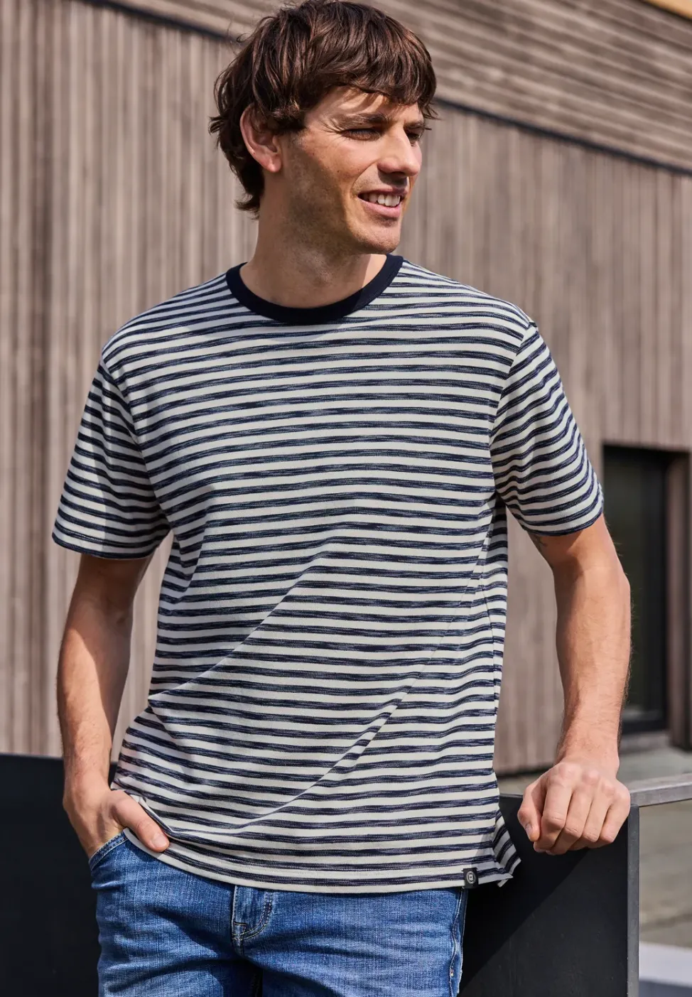 T-Shirt mit Rundhals und Piquéstruktur