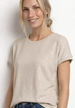 T-Shirt mit Rundhals und Pailletten