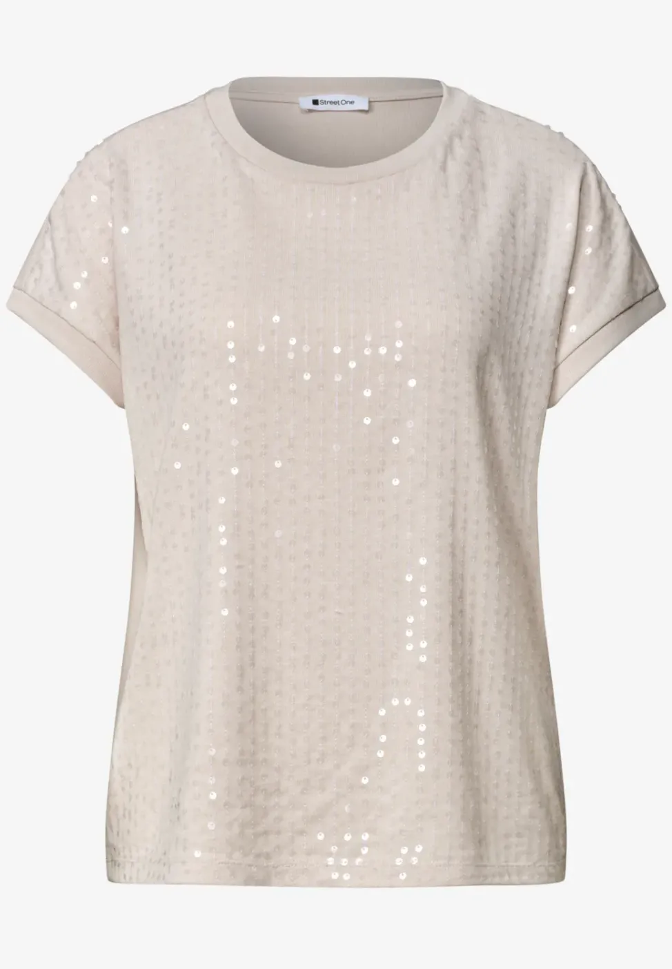 T-Shirt mit Rundhals und Pailletten
