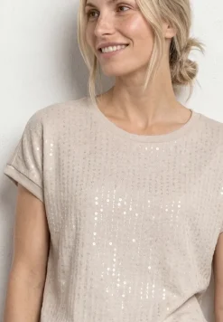 T-Shirt mit Rundhals und Pailletten
