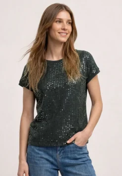 T-Shirt mit Rundhals und Pailletten