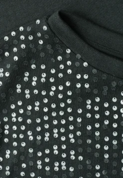 T-Shirt mit Rundhals und Pailletten