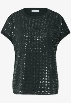 T-Shirt mit Rundhals und Pailletten