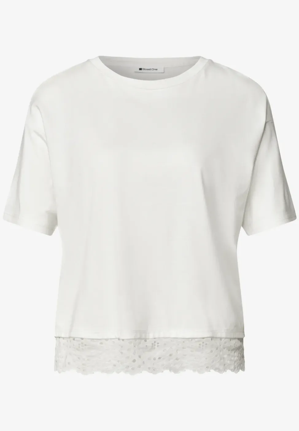 T-Shirt mit Rundhals und Spitze