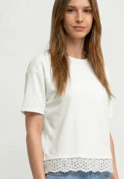 T-Shirt mit Rundhals und Spitze