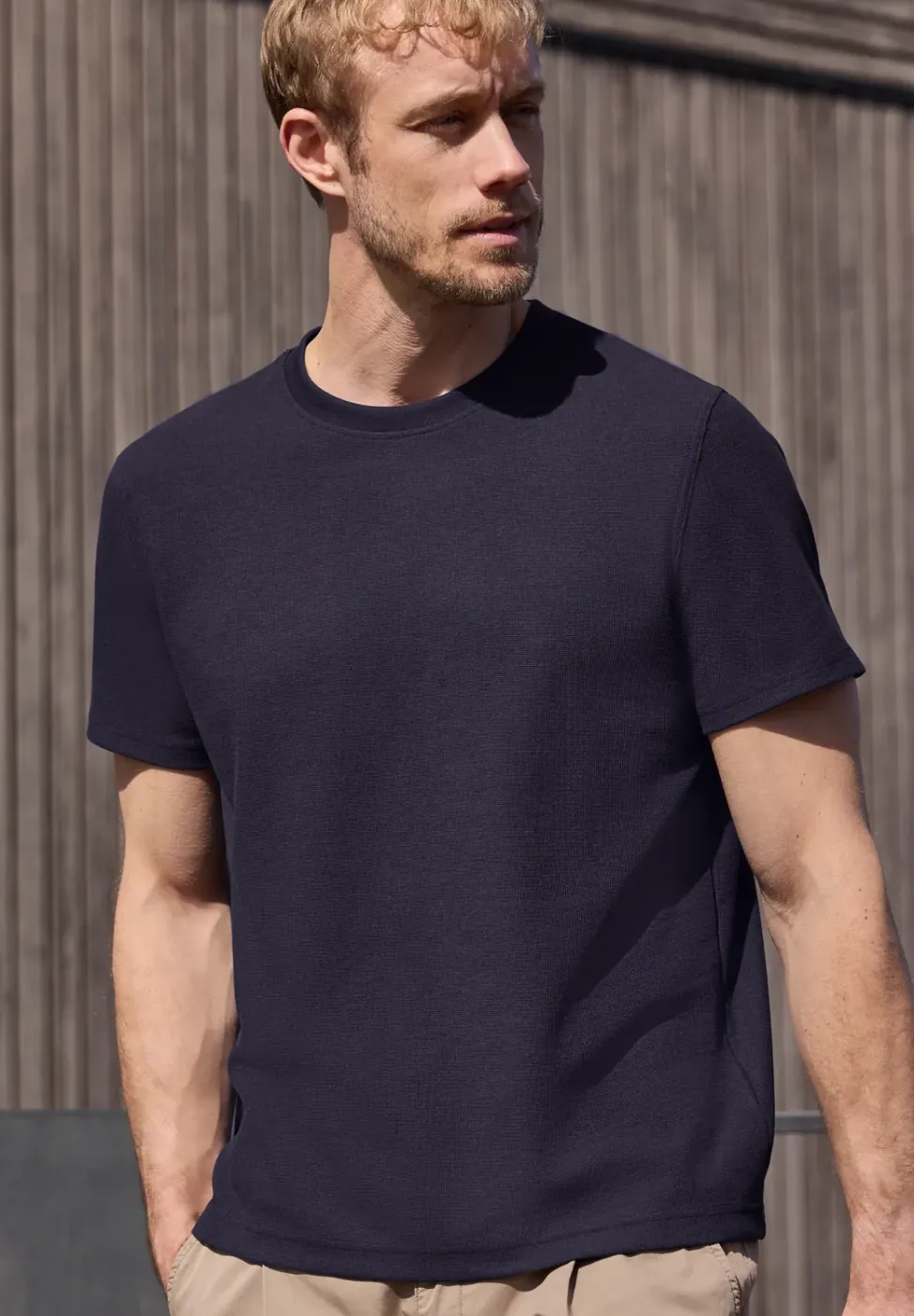 T-Shirt mit Rundhals und Strickstruktur