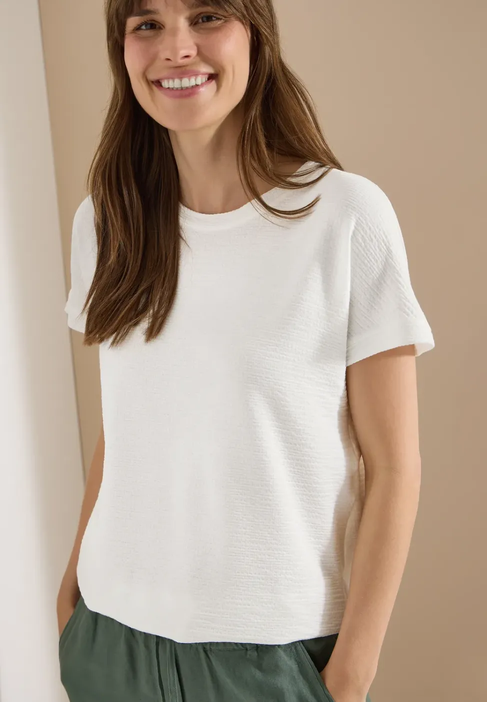 T-Shirt mit Rundhals und Struktur