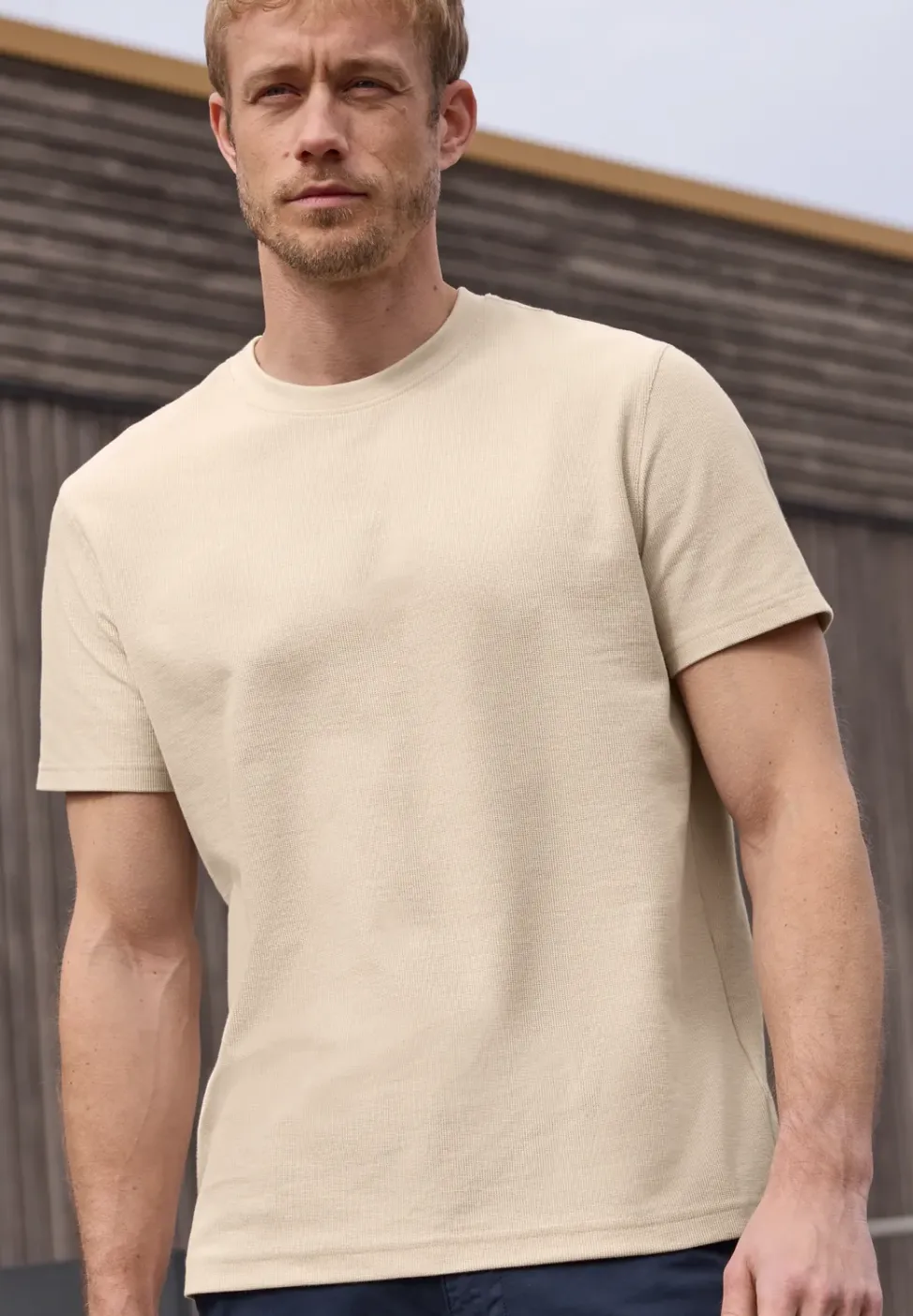 T-Shirt mit Rundhals und Strickstruktur