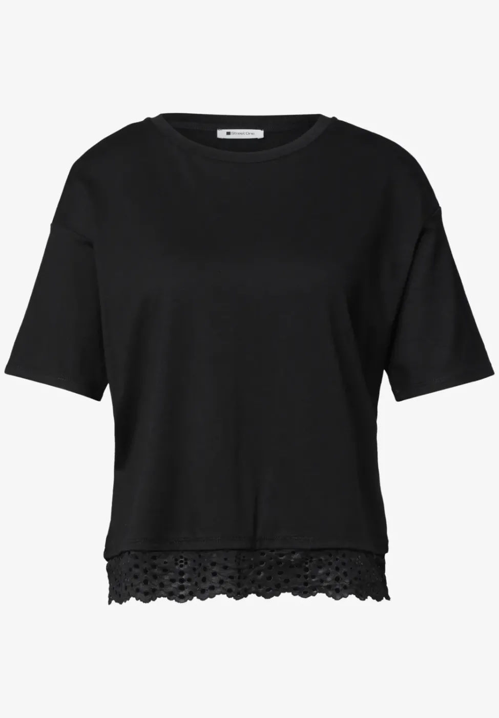 T-Shirt mit Rundhals und Spitze
