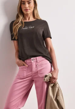 T-Shirt mit Rundhals und Wording