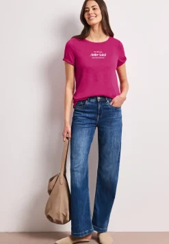T-Shirt mit Rundhals und Wording