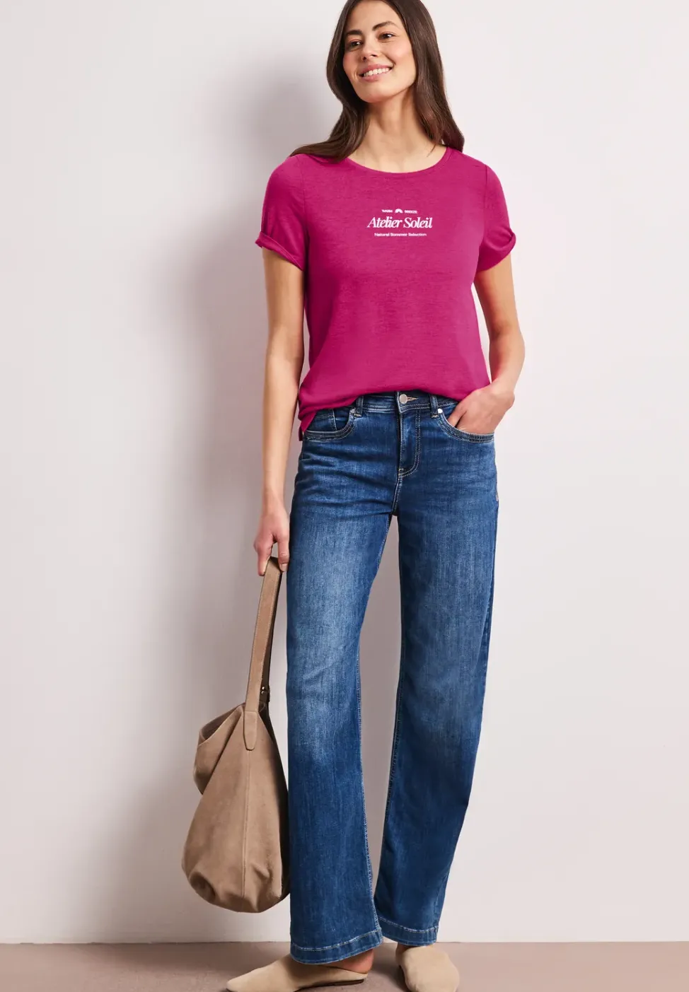 T-Shirt mit Rundhals und Wording
