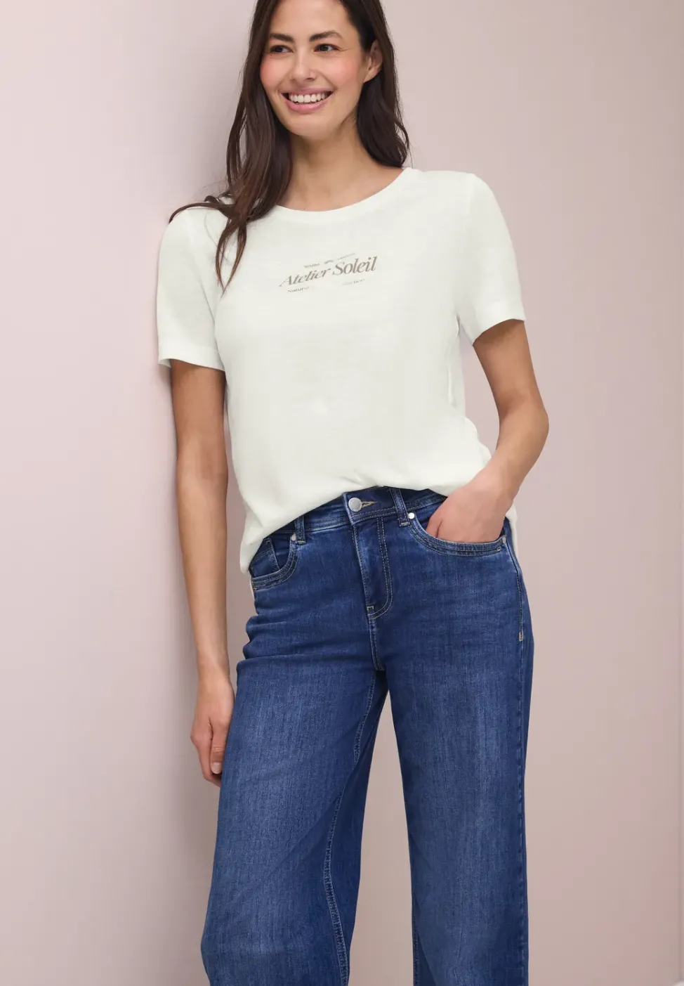 T-Shirt mit Rundhals und Wording