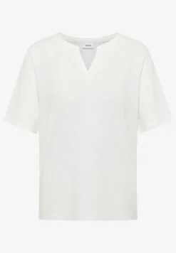T-Shirt mit Split Neck in Unifarbe