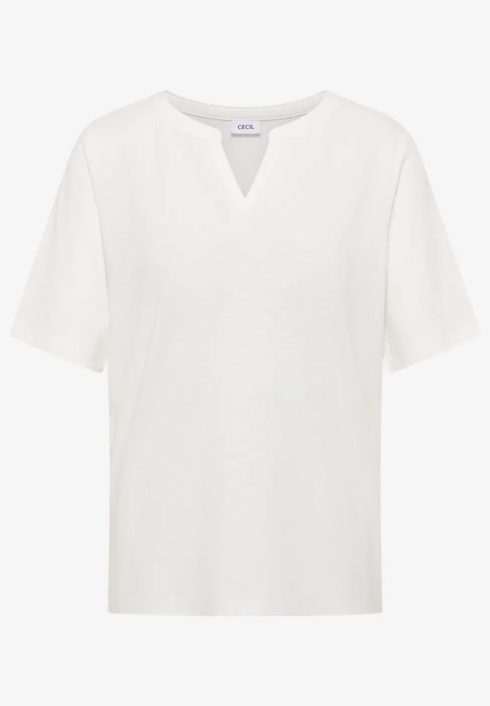 T-Shirt mit Split Neck in Unifarbe