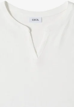 T-Shirt mit Split Neck in Unifarbe
