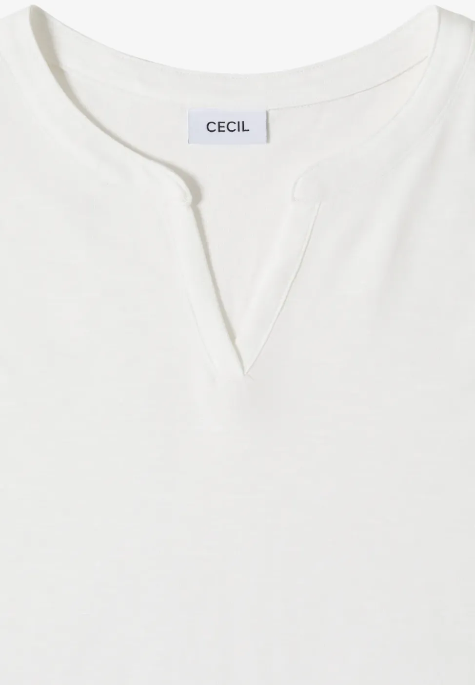 T-Shirt mit Split Neck in Unifarbe