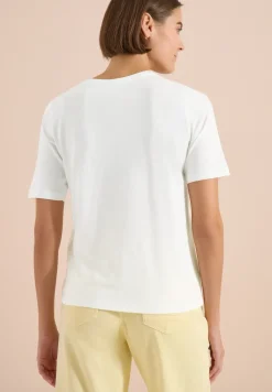 T-Shirt mit Split Neck in Unifarbe