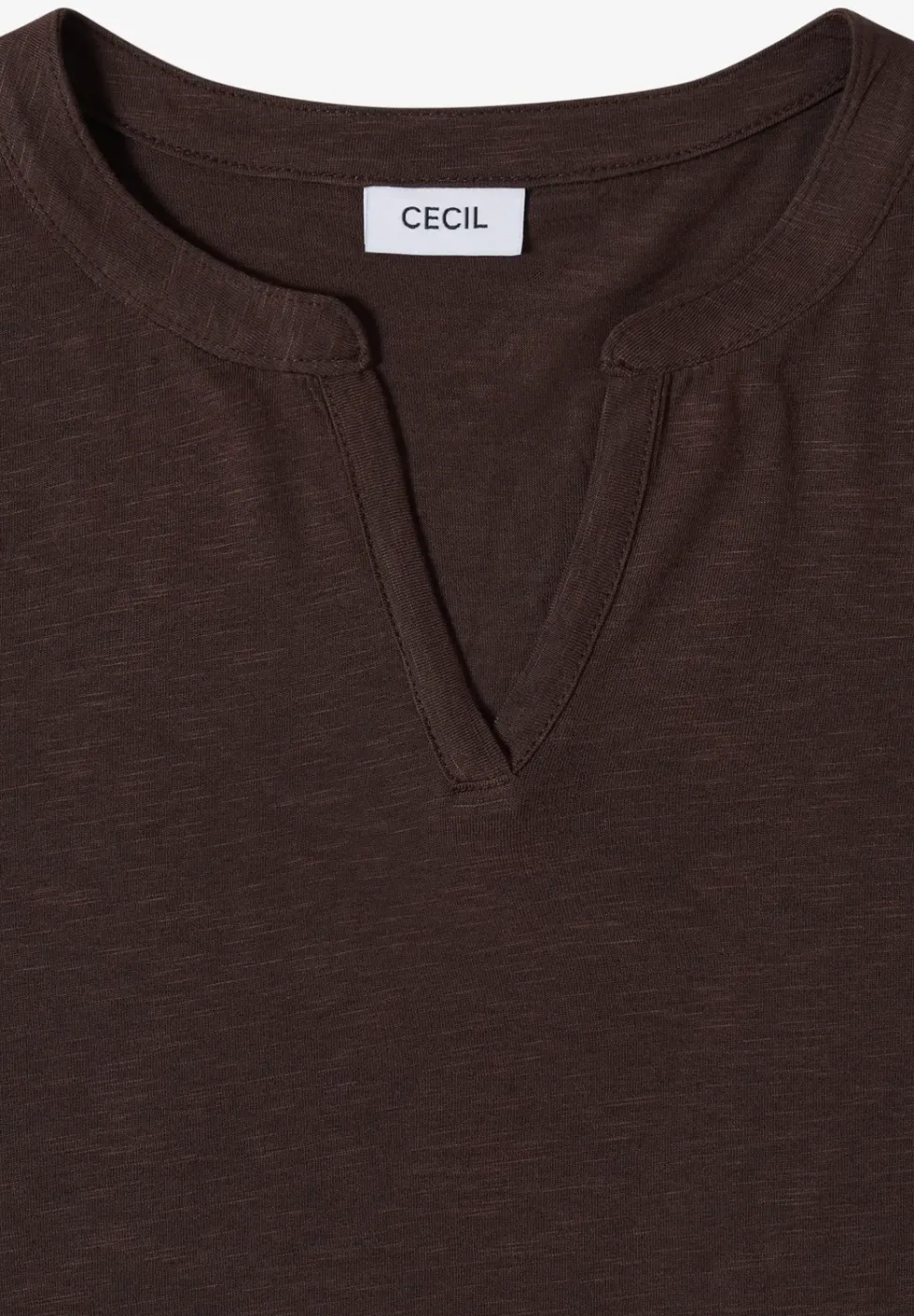 T-Shirt mit Split Neck in Unifarbe