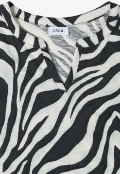 T-Shirt mit Split Neck mit Print