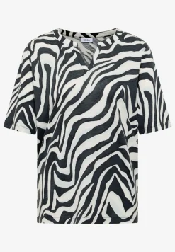 T-Shirt mit Split Neck mit Print