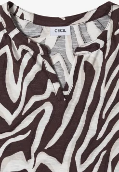 T-Shirt mit Split Neck mit Print