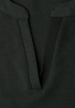 T-Shirt mit Split Neck und Satindetails